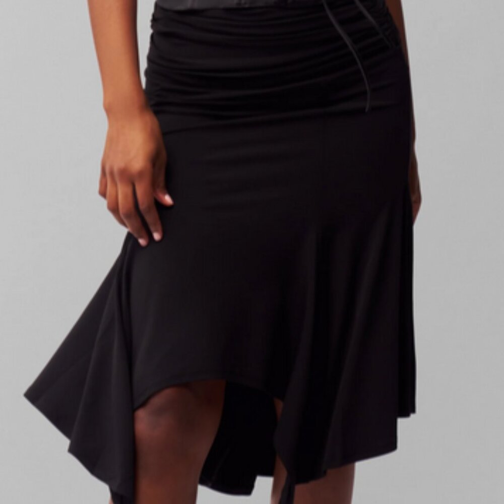 Danielle Guizio NY Saffiano Black Skirt Medium